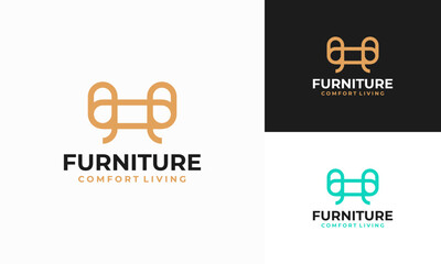 Simple furniture vector logo, home design inspiration logo design