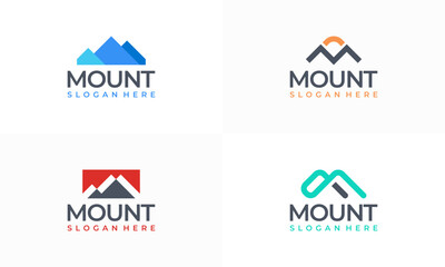 Fototapeta premium Set of simple mountain logo, Unique Mountain symbol, Usable for Business and Branding Logos. Flat Vector Logo Design Template Element.