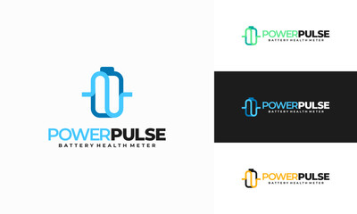 Power Pulse Battery health meter Logo designs concept vector