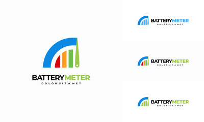 Battery Health Meter Logo designs concept vector, battery and Indicator symbol technology