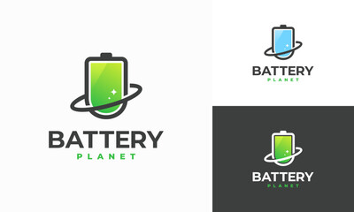 Battery Planet logo designs concept vector, Battery technology logo, Future Energy Logo template