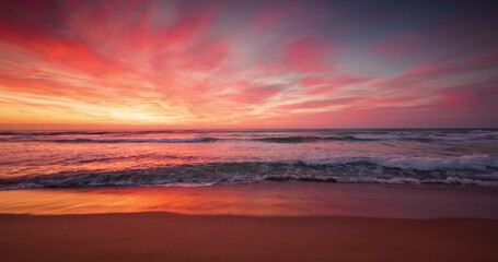 Golden sunrise above tropical beach, scenic ocean sunset over the coastline - Powered by Adobe