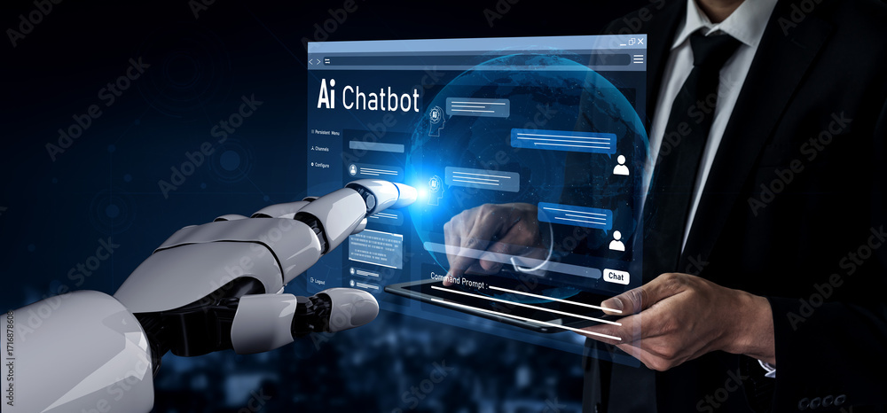 Fototapete ai virtual assistant artificial intelligence chatbot controlled by prompt engineering for explainabl