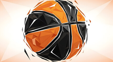 Abstract Polygonal Basketball Illustration in Orange and Black