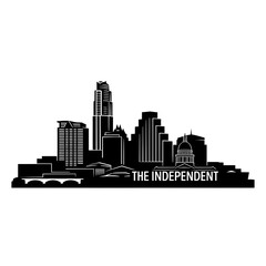 Fototapeta premium Cityscape Skyline Silhouette with Bridge and Buildings