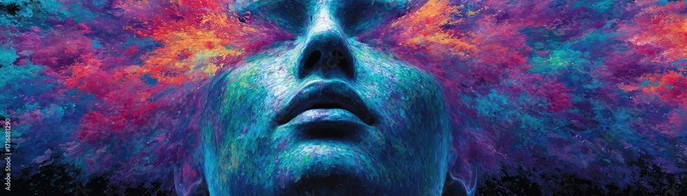 Aufkleber exploding mind with dreams and emotions concept. a vibrant representation of creativity and self-exp