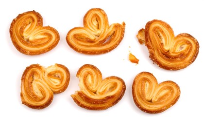 Fototapeta premium Heart-shaped pastries on white background