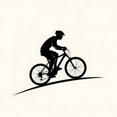 Obraz premium Man Riding Mountain Bike Silhouette on Hill Trail