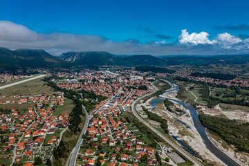 Panorama of Berane, drone view. Montenegro