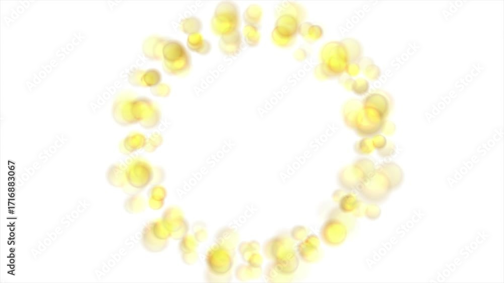 Poster golden glowing circular bokeh festive lights abstract background. seamless looping motion design. vi
