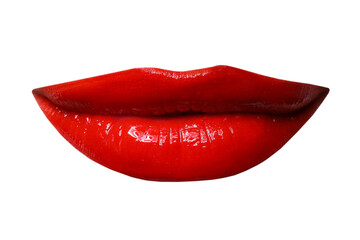 Female lips with red lipstick isolated on white