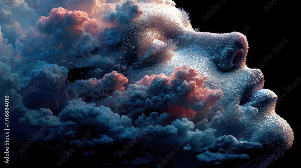 Aufkleber exploding mind with dreams and emotions concept. a surreal representation of dreams and emotions in 
