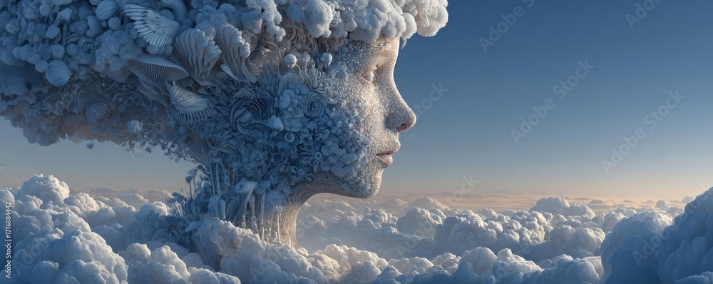 Aufkleber exploding mind with dreams and emotions concept. a surreal depiction of a cloud formation resembling