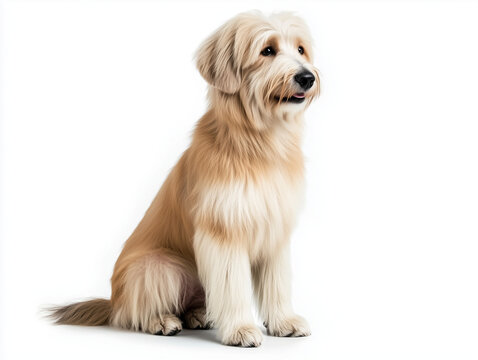A traditional Korean Sapsaree dog with long, fluffy fur, 한국의 전통 견종인 삽살개