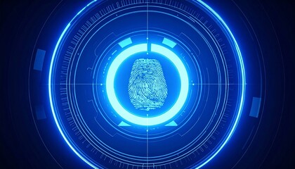 Abstract Blue Fingerprint Digital Security Interface