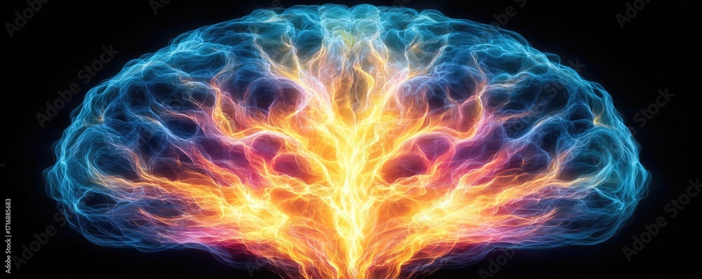Aufkleber exploding mind with dreams and emotions concept. an abstract representation of a vibrant, glowing br