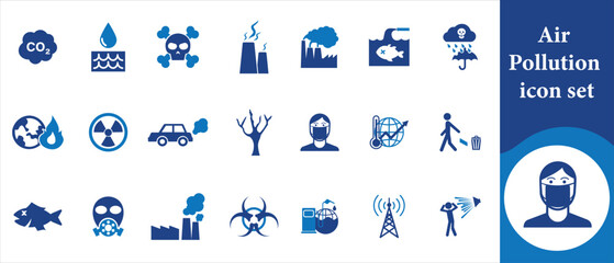 Air pollution icon set, clip art, filled, color, atmosphere, infection, bacteria, smog, isolated, safety, cough, virus, anti, danger, smoke, logo, sneeze, dust, graphic and more