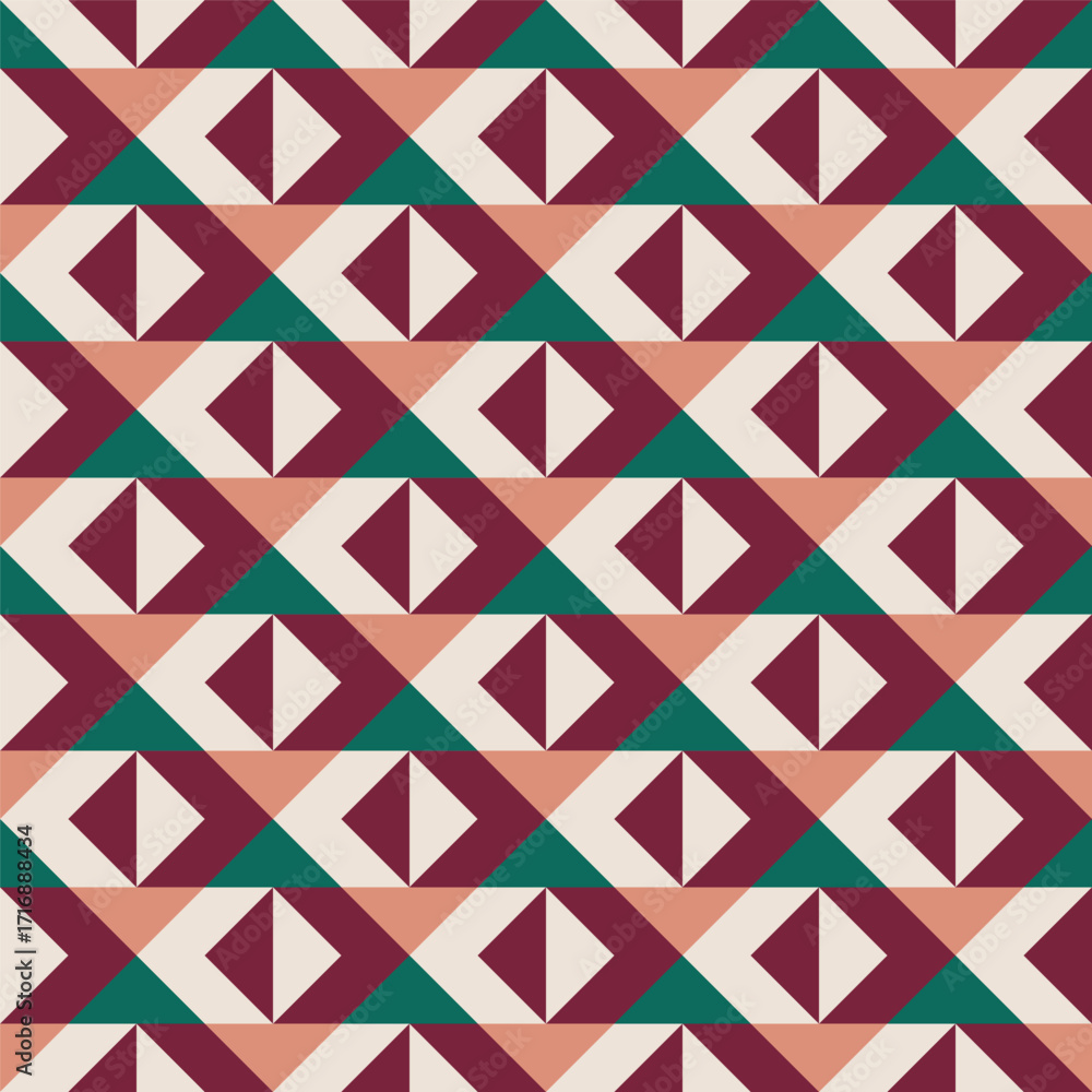 Poster geometric flat triangle and diamond repetitive shapes seamless pattern design
