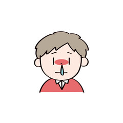 鼻水を垂らす子供のイラスト