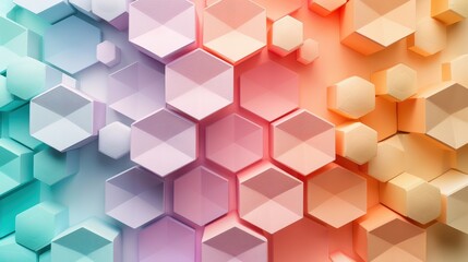 Obraz premium Colorful Abstract Hexagonal Pattern with Soft Gradient Background