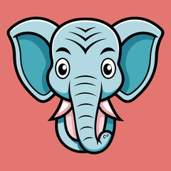 Minimal outline drawing of an elephant head, cartoon clipart style.