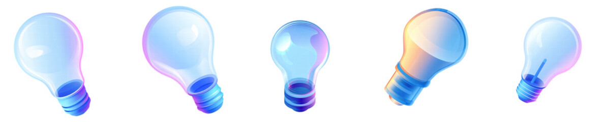 3D Isometric Glassmorphism Icon PNG Set &ndash; Light Bulb