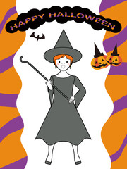 ハロウィンの仮装をする女性