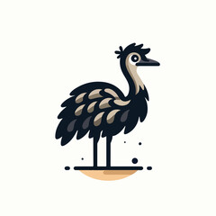 Emu bird with a simple and minimalist flat design using a white background
