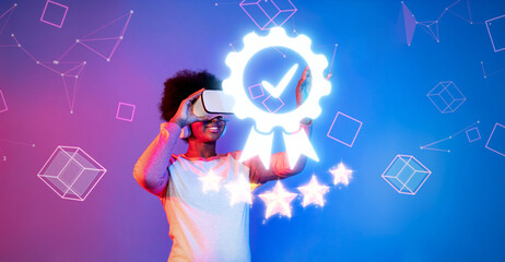 Explore a creative representation of quality assurance and client satisfaction in virtual reality, showcasing innovative management systems and service standards in digital technology. XDMCP