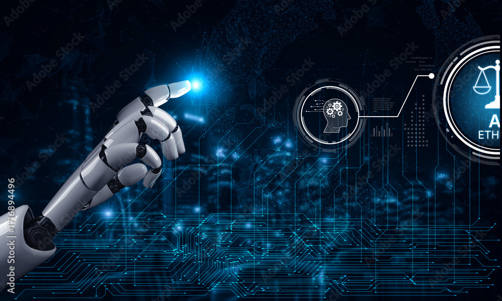 Poster ai ethics ensures fairness, transparency, and responsibility in intelligent systems, guiding safe an