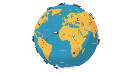 Naklejka premium Global Transportation Network: A Visual Representation of Worldwide Trade Routes
