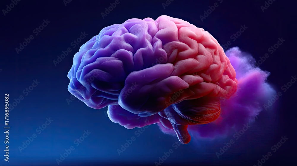 Aufkleber exploding mind with dreams and emotions concept. colorful brain illustration representing thoughts a