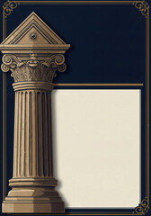 Fototapeta premium Masonic column with an all-seeing eye. Freemasonry background with a mystical symbol and sacred geometry for occult learning and secret society design.