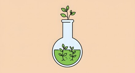 Green Shoots in Erlenmeyer Flask: Science, Growth, and Experimentation Concept