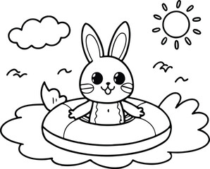a rabbit  coloring book design 