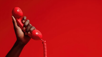 Business emergency action plan with urgent red telephone communication for quick response