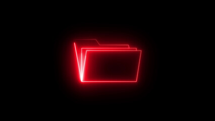Neon file manager icon on black background