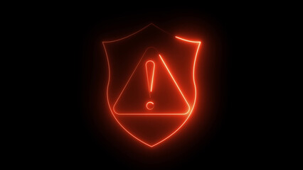 Shield icon with warning symbol, security alert sign, digital protection design, cyber safety concept, antivirus caution emblem, risk prevention