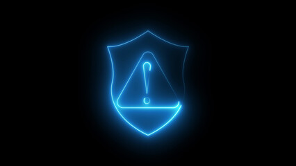 Shield icon with warning symbol, security alert sign, digital protection design, cyber safety concept, antivirus caution emblem, risk prevention