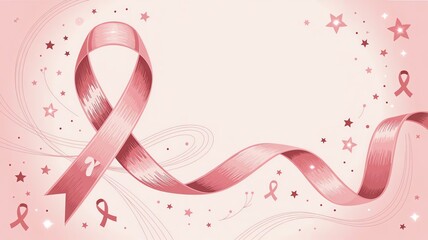 Pastel Pink Background with Large Pink Ribbon and Bow – No Text,featuring a soft pastel pink background and a beautifully detailed pink ribbon with a large, elegant bow