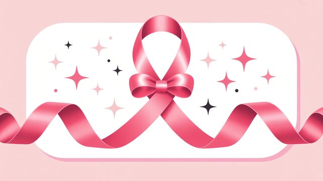 Floating red ribbon with pink color graphics on ehite background 