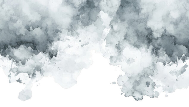 A serene watercolor background featuring soft gray and white clouds blending together. creating an ethereal atmosphere suitable for various design projects and artistic endeavors