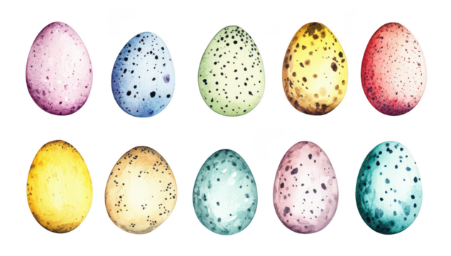 A collection of decorative eggs in various colors and patterns. artistic designs ideal for Easter celebrations. with a soft. neutral background enhancing their beauty