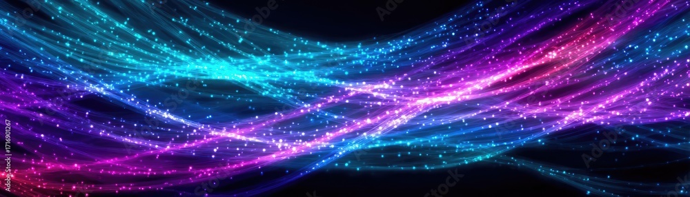 Poster abstract background of neon fiber optic lines concept. colorful wave patterns in abstract digital de