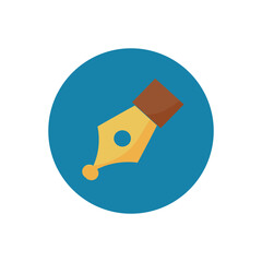 Flat design vector illustration of a fountain pen nib tool icon, symbolizing writing, editing, or graphic design.