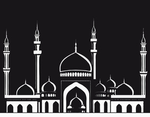 Mosque silhouette black color for islamic design Vector