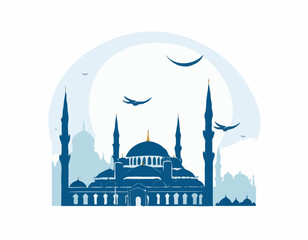 blue mosque silhouette