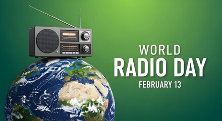 World Radio Day Celebrate World Radio Day on February 13th with a vintage radio atop the globe
