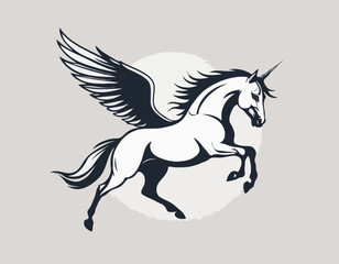 Winged horse vector silhouette flying pegasus icon unicorn silhouette