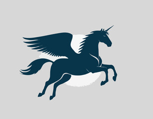 Winged horse vector silhouette flying pegasus icon unicorn silhouette